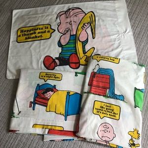 Vintage 1971 Peanuts Charlie Brown Twin Sheet Set